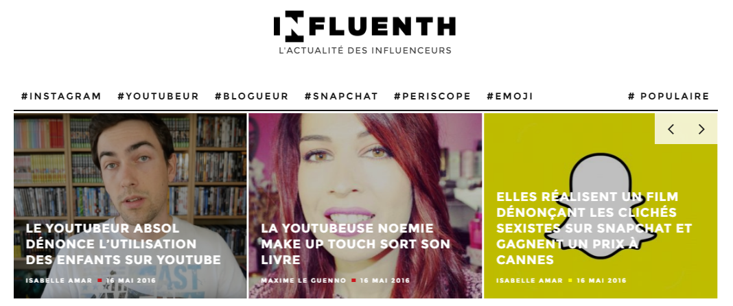 Influenth - L'actualité des influenceurs