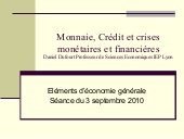 Eléments d'économie générale III